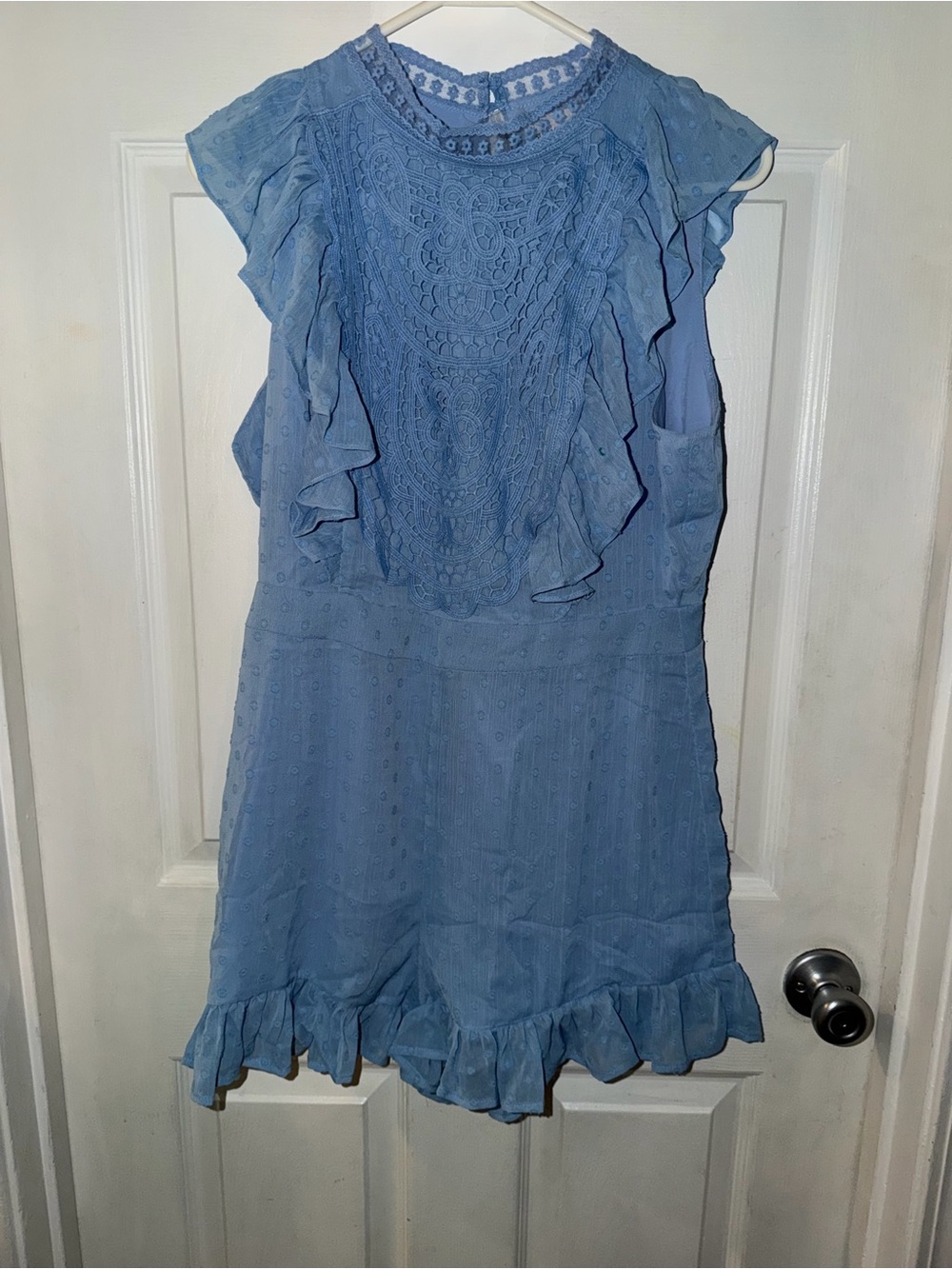 Sugarlips Sky Blue Lace Ruffle Romper